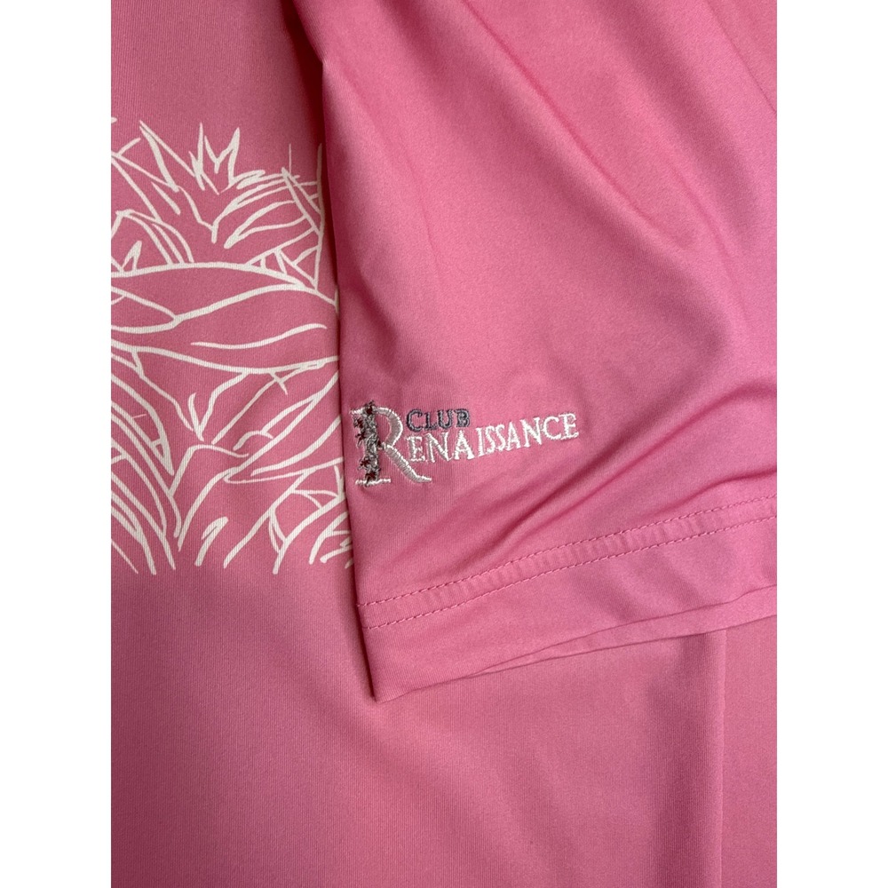 FootJoy Mens ProDry Golf Polo Shirt Pink Floral Stripe Performance Size Medium - Picture 6 of 6